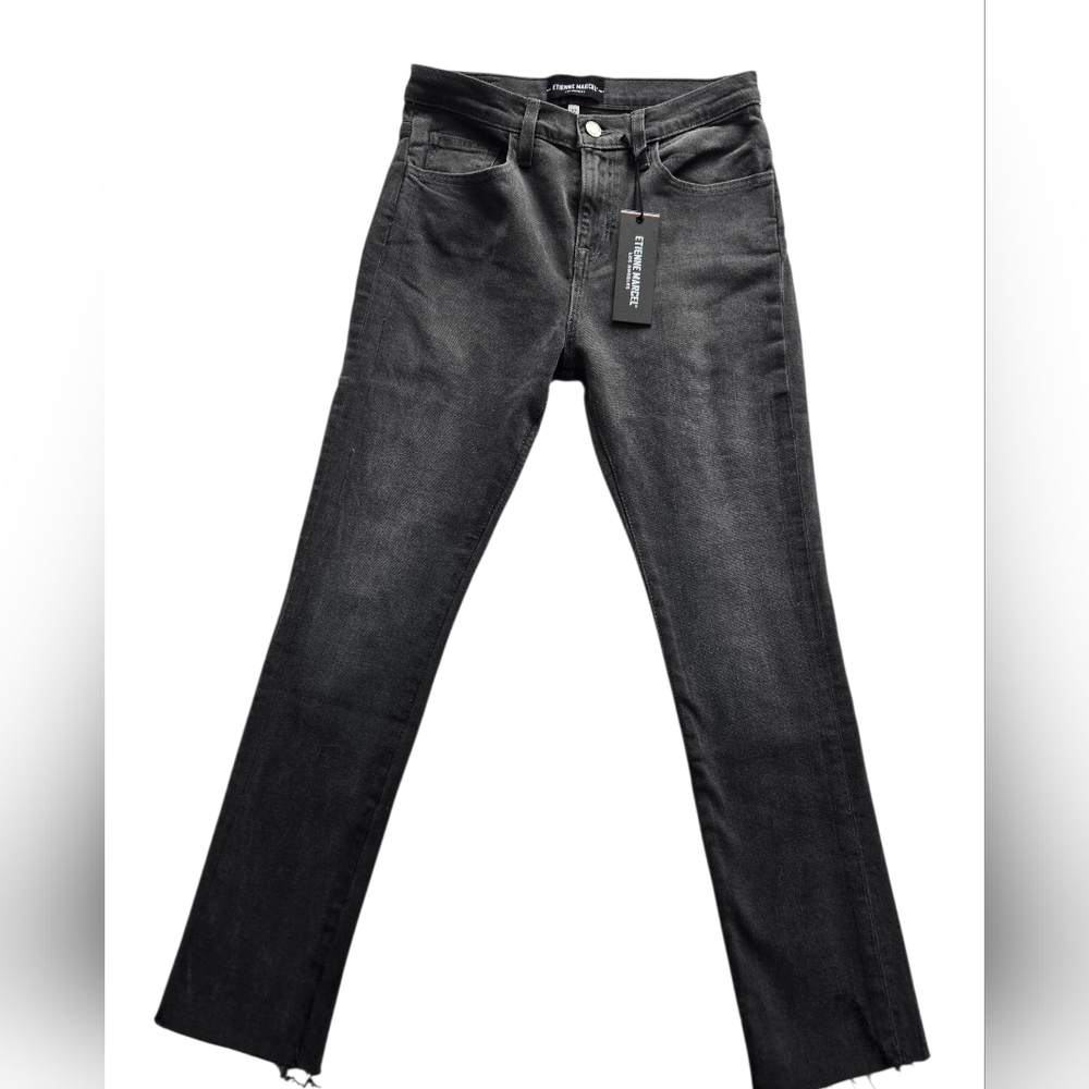 NWT Etienne Marcel Slim Straight Jeans 27 Vintage Black Raw Hem